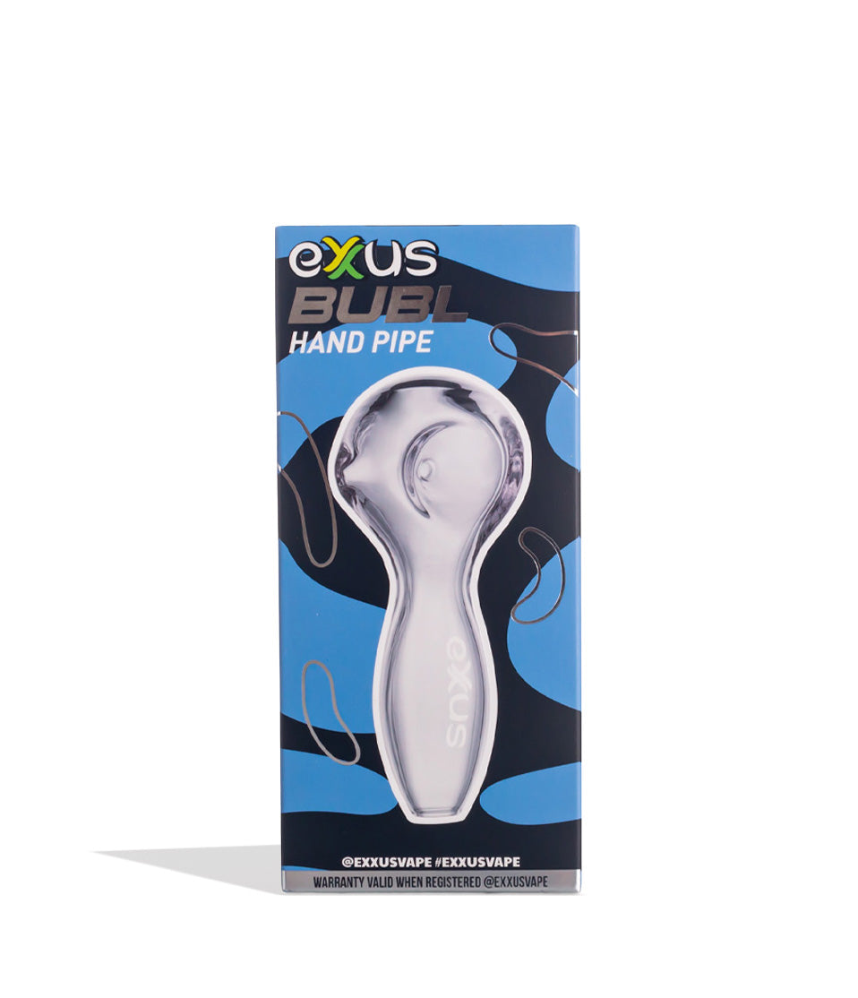 Clear Exxus Vape BUBL Hand Pipe 12pk Packaging Front View on White Background