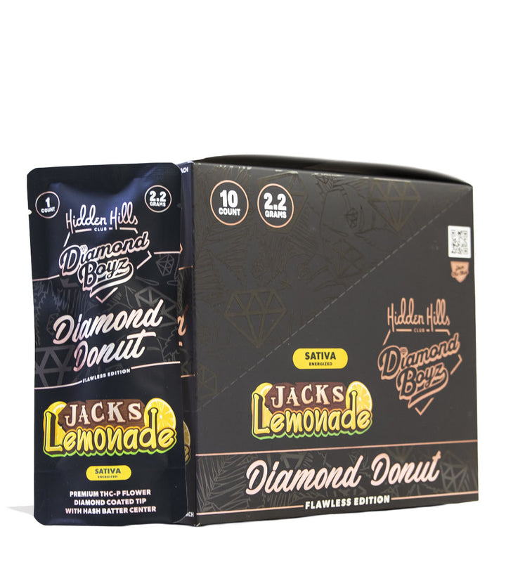 Jacks Lemonade Hidden Hills Diamond Boyz 2.2g THC-A Diamond Donut Pre Roll 10pk Front View on White Background