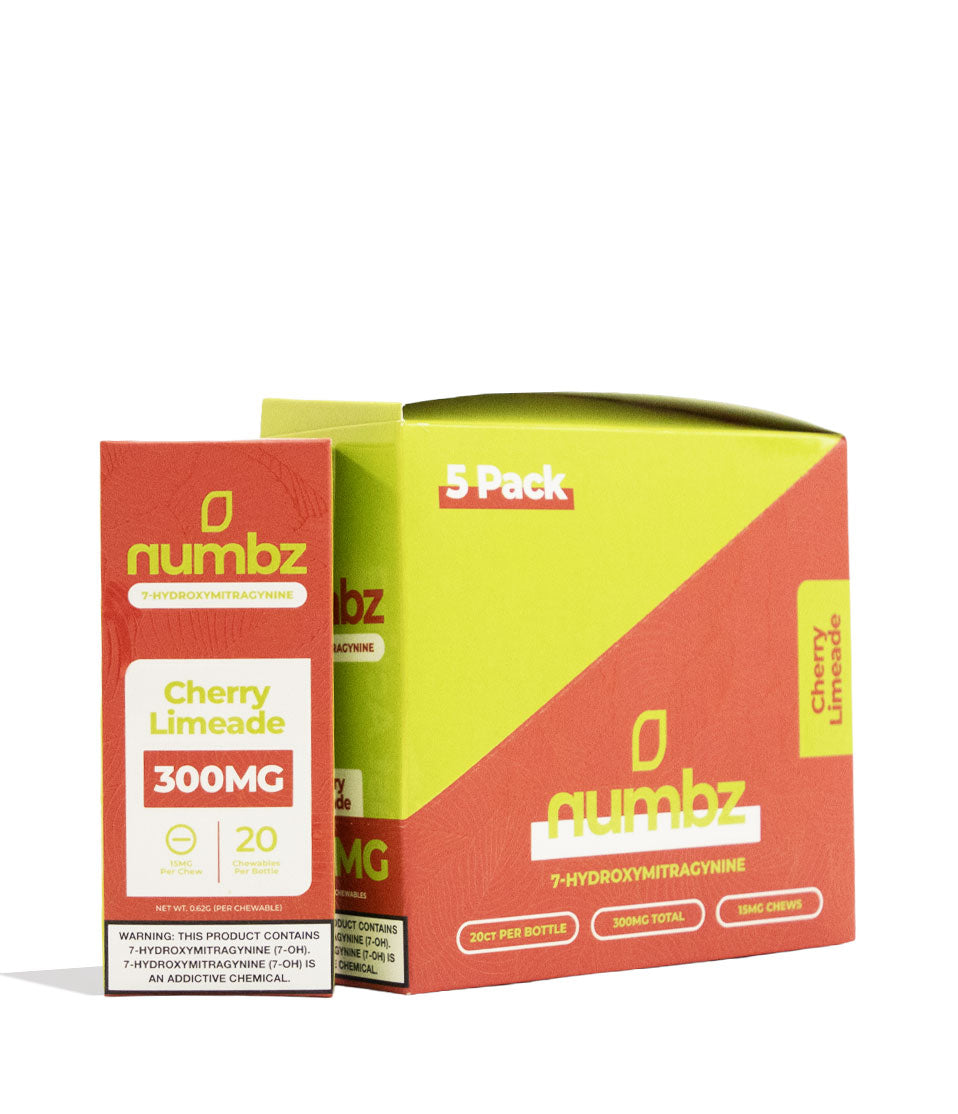 Cherry Limeade Numbz 300mg 7-OH + MIT Chewable Tablets 5pk Front View on White Background