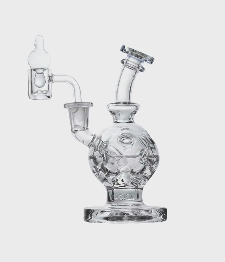 Wulf Mods Atom 14mm Dab Rig with Quartz Banger Animated Bubbling on White Background [auto-mp4]