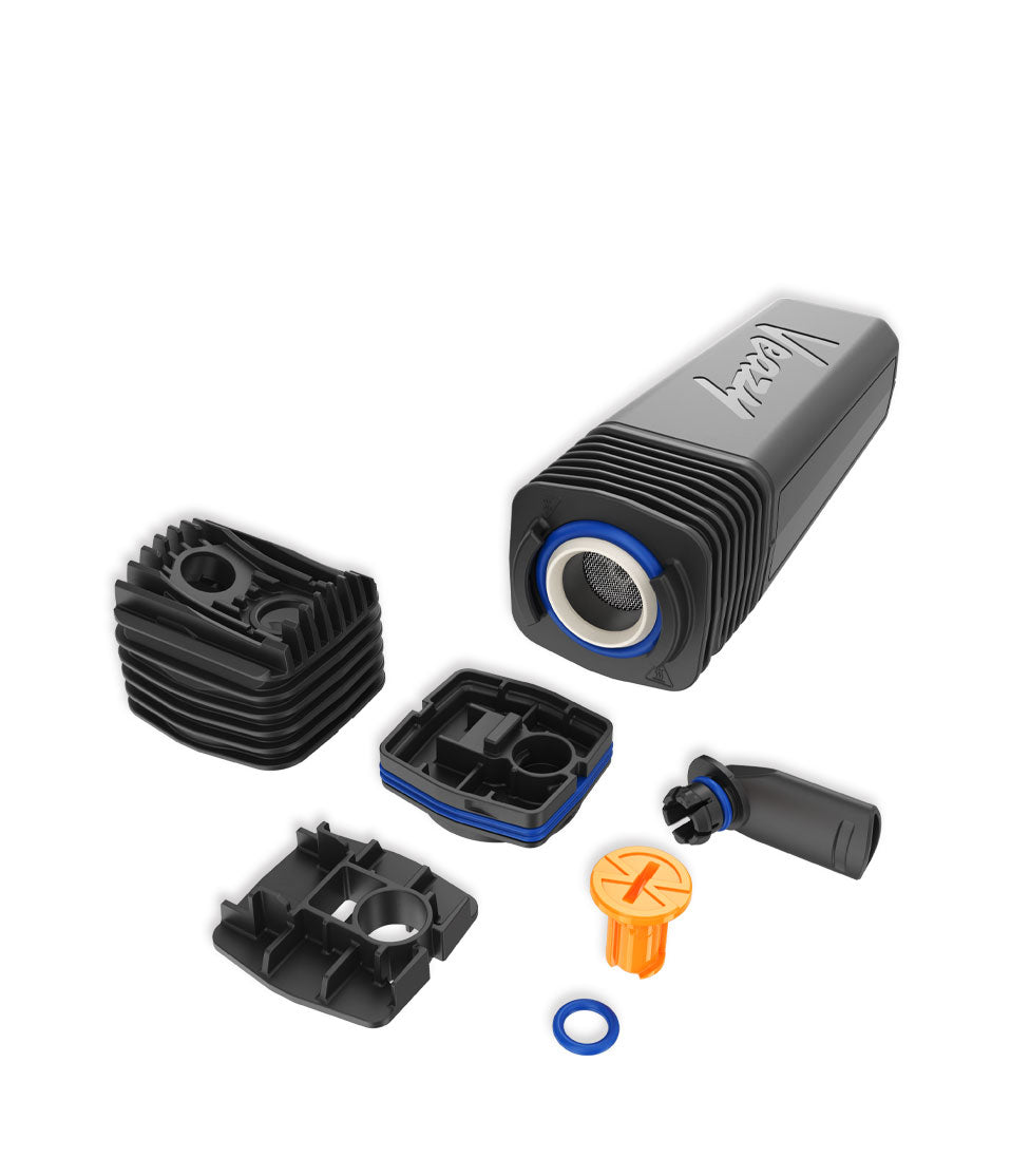 Alluring Black Storz & Bickel Veazy Portable Dry Herb Vaporizer Apart View on White Background