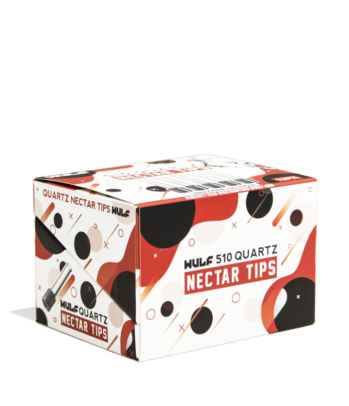 Quartz Wulf Mods 510 Threaded Nectar Collector Tips 12pk Packaging Angle Closed View on White Background