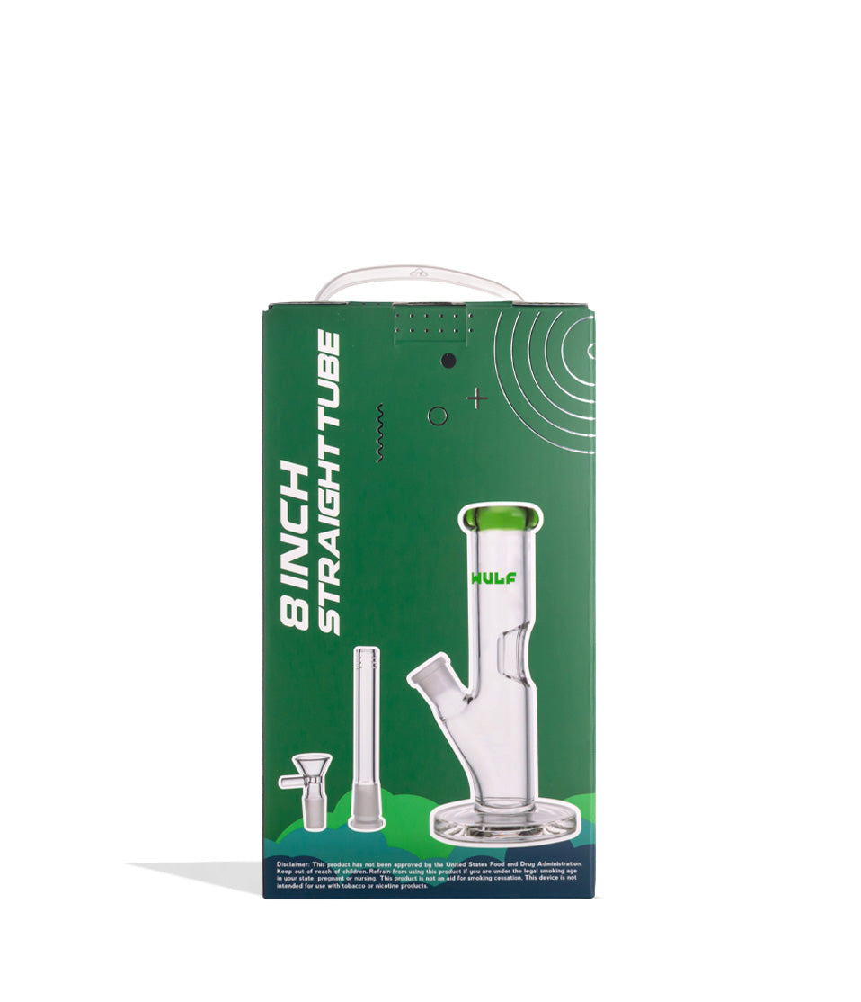 Green Wulf Mods 5mm 8inch Straight Water Pipe Packaging Back View on White Background
