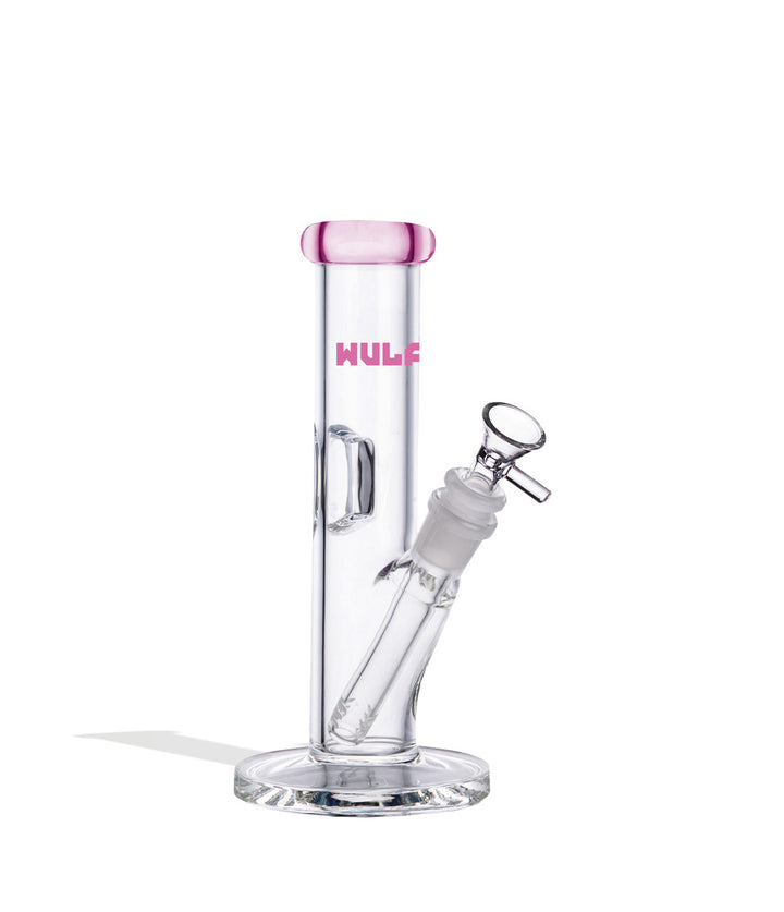 Pink Wulf Mods 5mm 8inch Straight Water Pipe Front View on White Background