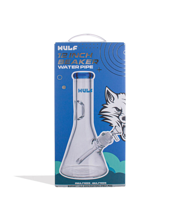 Blue Wulf Mods 7mm 12inch Beaker Water Pipe Packaging Front View on White Background