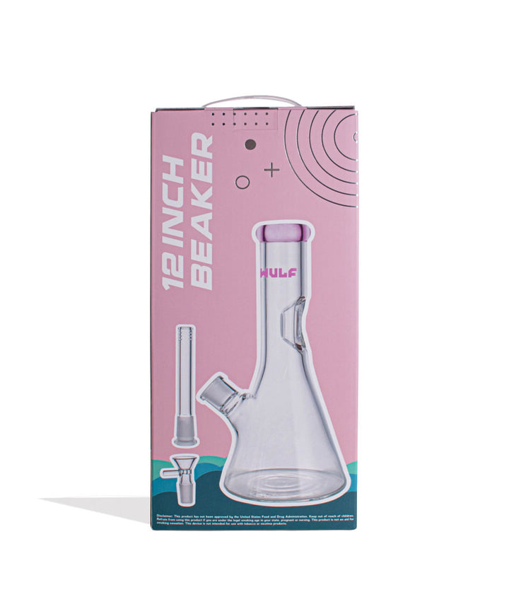 Pink Wulf Mods 7mm 12inch Beaker Water Pipe Packaging Back View on White Background