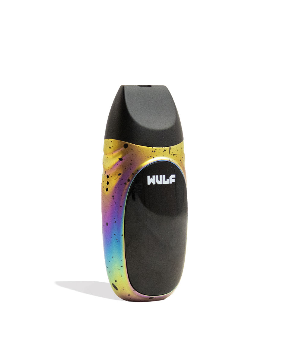 Full Color Spatter Wulf Mods Faze Portable Dry Herb Vaporizer Angle View on White Background