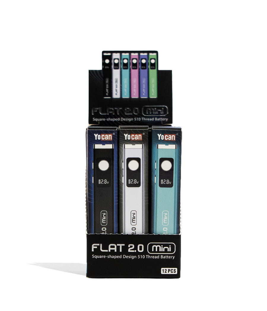 Yocan Flat Mini 2.0 Variable Voltage Battery 12pk Front View on White Background